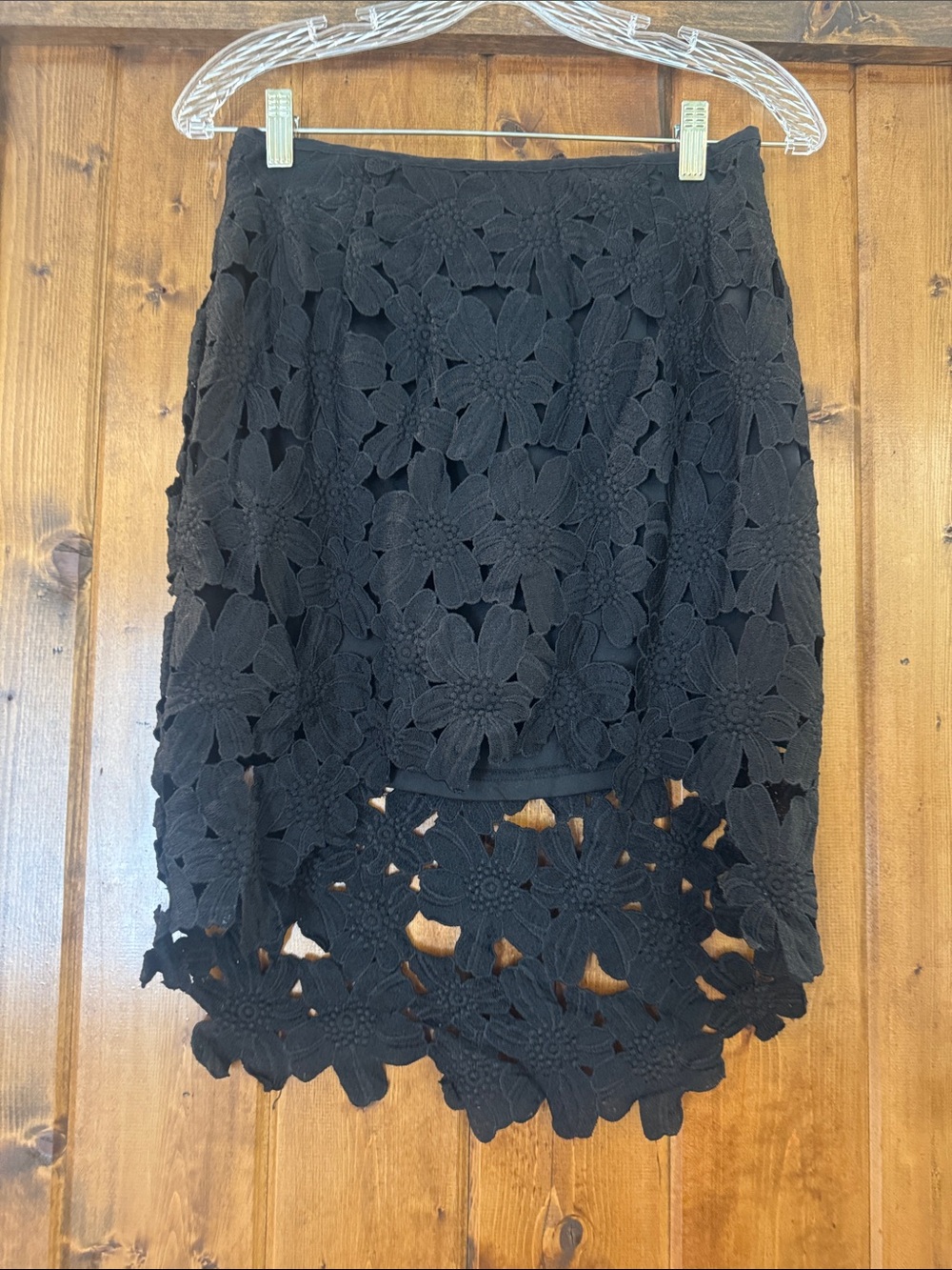 Black Floral Lace Overlay Skirt